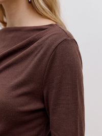 VERO MODA Sofine Fine Knit Boat Neck Jumper - Chocolate