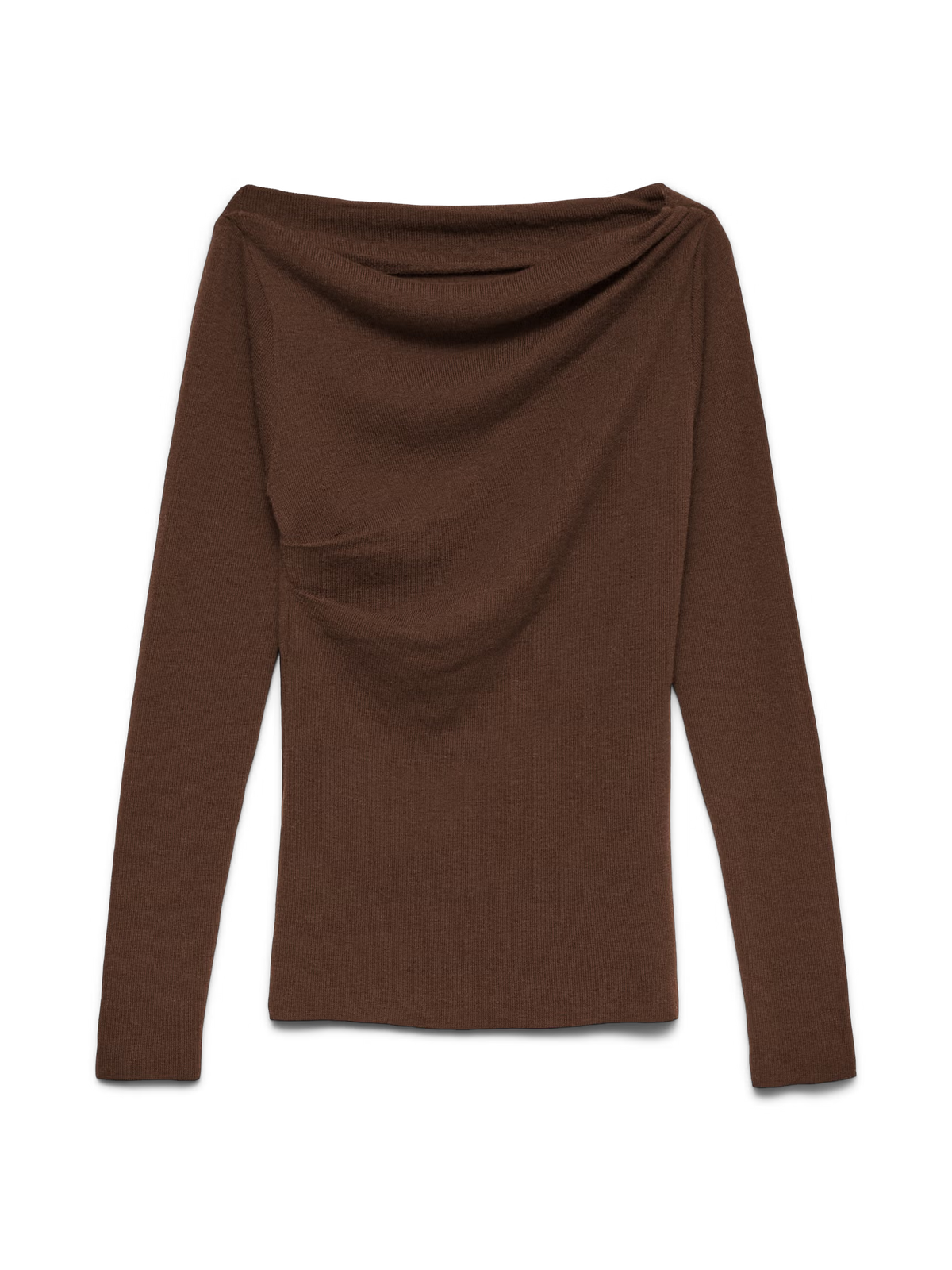 VERO MODA Sofine Fine Knit Boat Neck Jumper - Chocolate