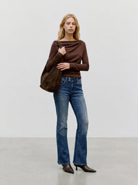 VERO MODA Sofine Fine Knit Boat Neck Jumper - Chocolate