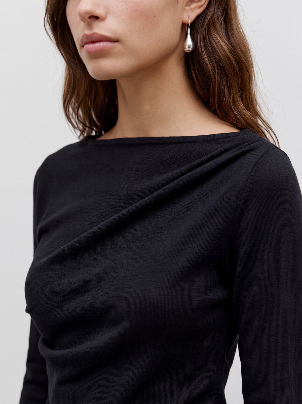 VERO MODA Sofine Fine Knit Boat Neck Jumper - Black