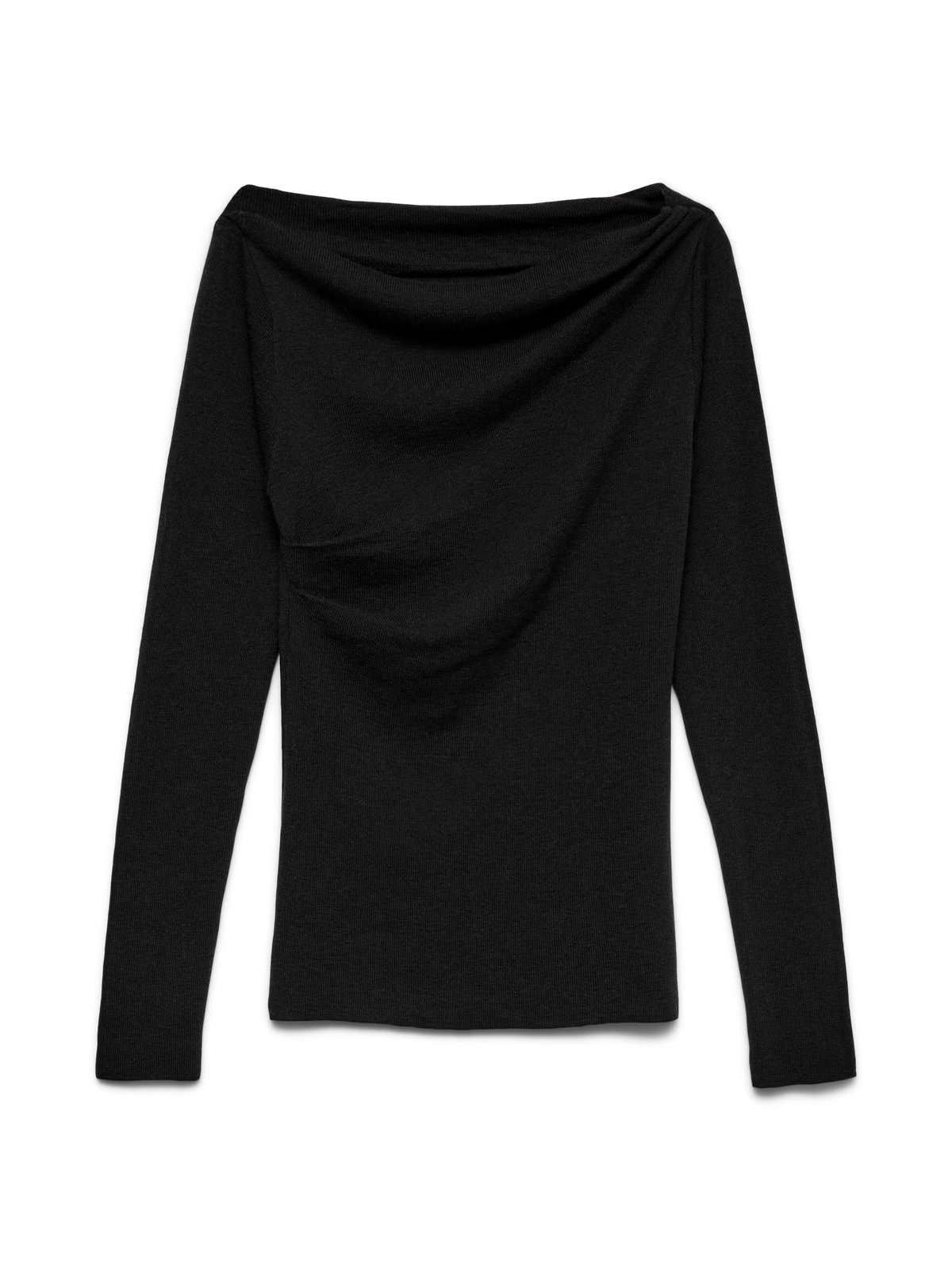 VERO MODA Sofine Fine Knit Boat Neck Jumper - Black
