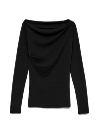 VERO MODA Sofine Fine Knit Boat Neck Jumper - Black