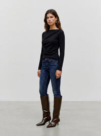 VERO MODA Sofine Fine Knit Boat Neck Jumper - Black