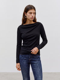 VERO MODA Sofine Fine Knit Boat Neck Jumper - Black