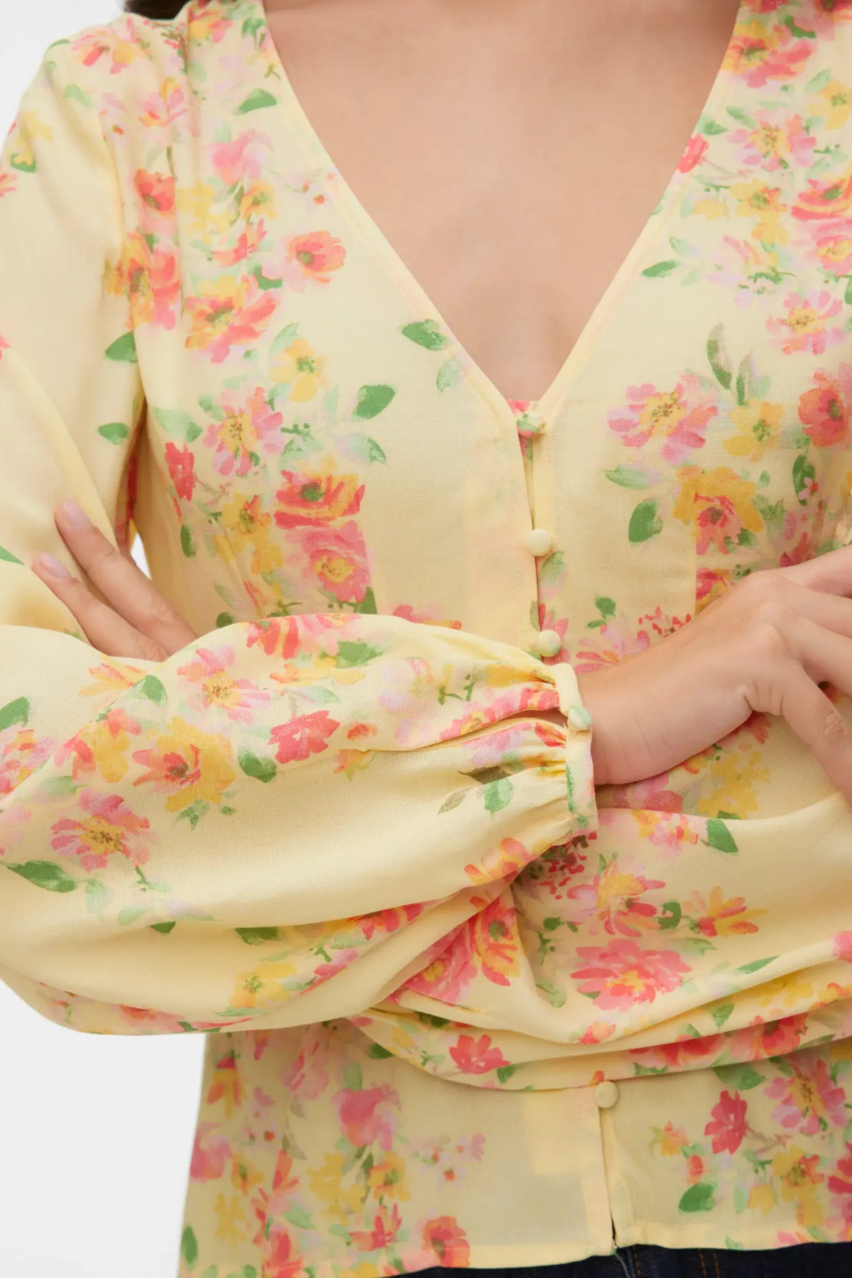VERO MODA Vilma Holy Floral Shirt - Yellow Print