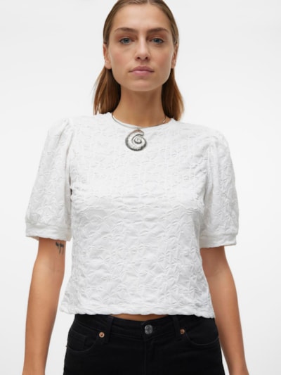 VERO MODA : Fiona 2/4 Short Sleeve Top - White