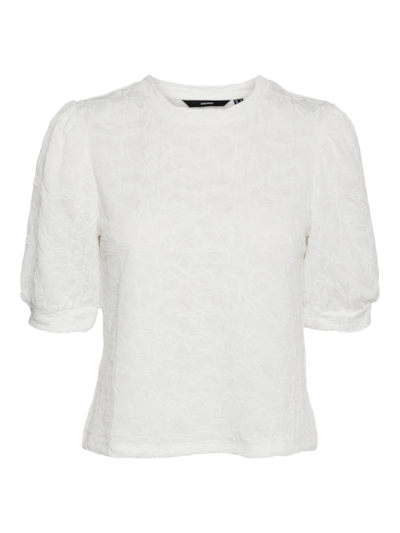 VERO MODA : Fiona 2/4 Short Sleeve Top - White