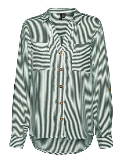 VERO MODA Bumpy Regular Fit Striped Shirt - Green