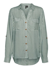 VERO MODA Bumpy Regular Fit Striped Shirt - Green