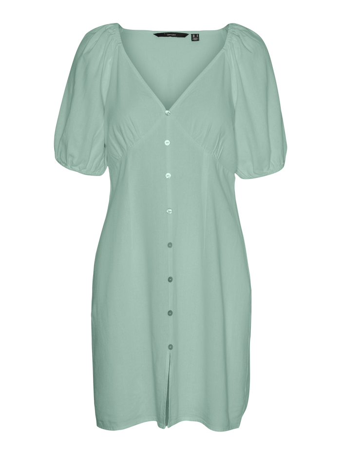 VERO MODA : Mymilo Linen Blend Dress - Green The Cope VERO MODA : Mymilo Linen Blend Dress - Green The Cope