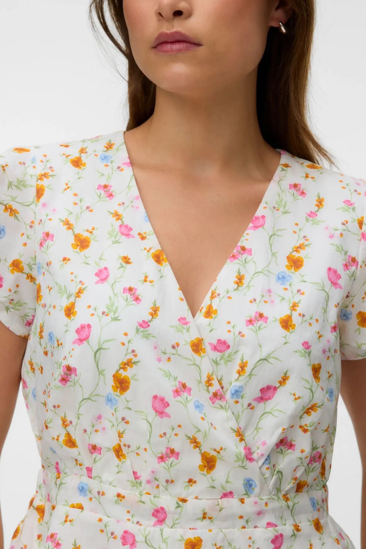 VERO MODA Siv Ivana Ruffle Sleeve Wrap Top - Print