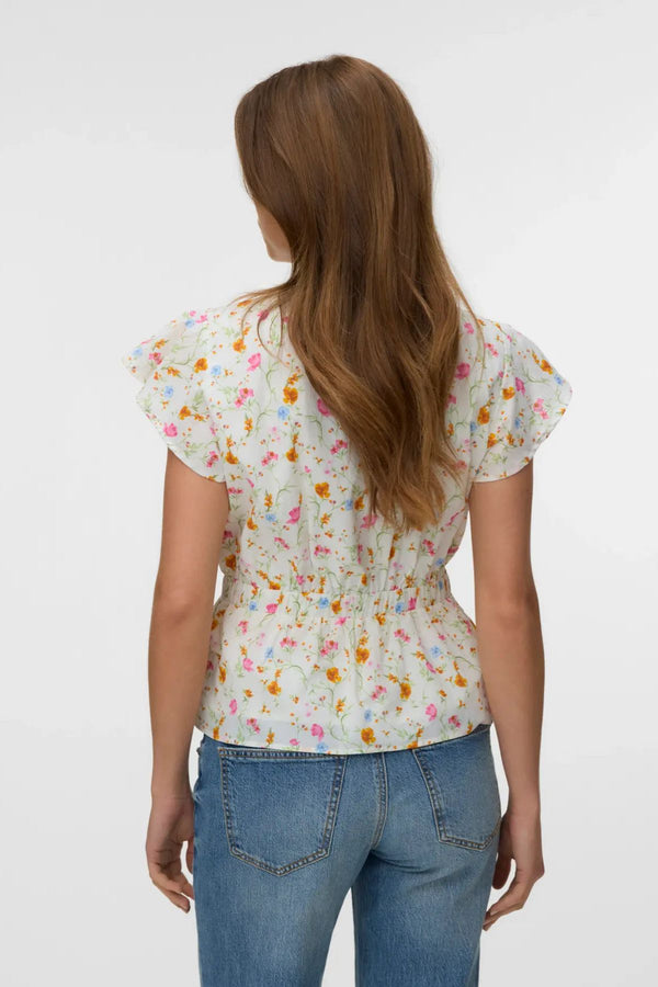 VERO MODA Siv Ivana Ruffle Sleeve Wrap Top - Print