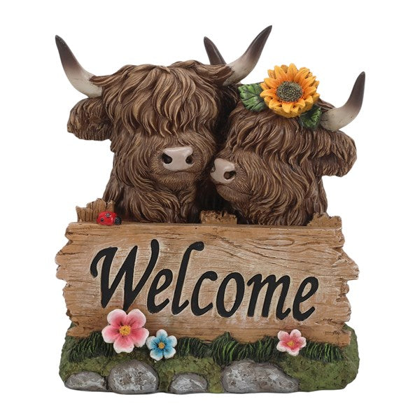 STRAITS Welcome Highland Cows Figurine 16x18cm