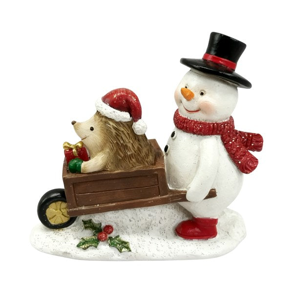 STRAITS Snowman Wheelbarrows Hedgehog Figurine 11cm