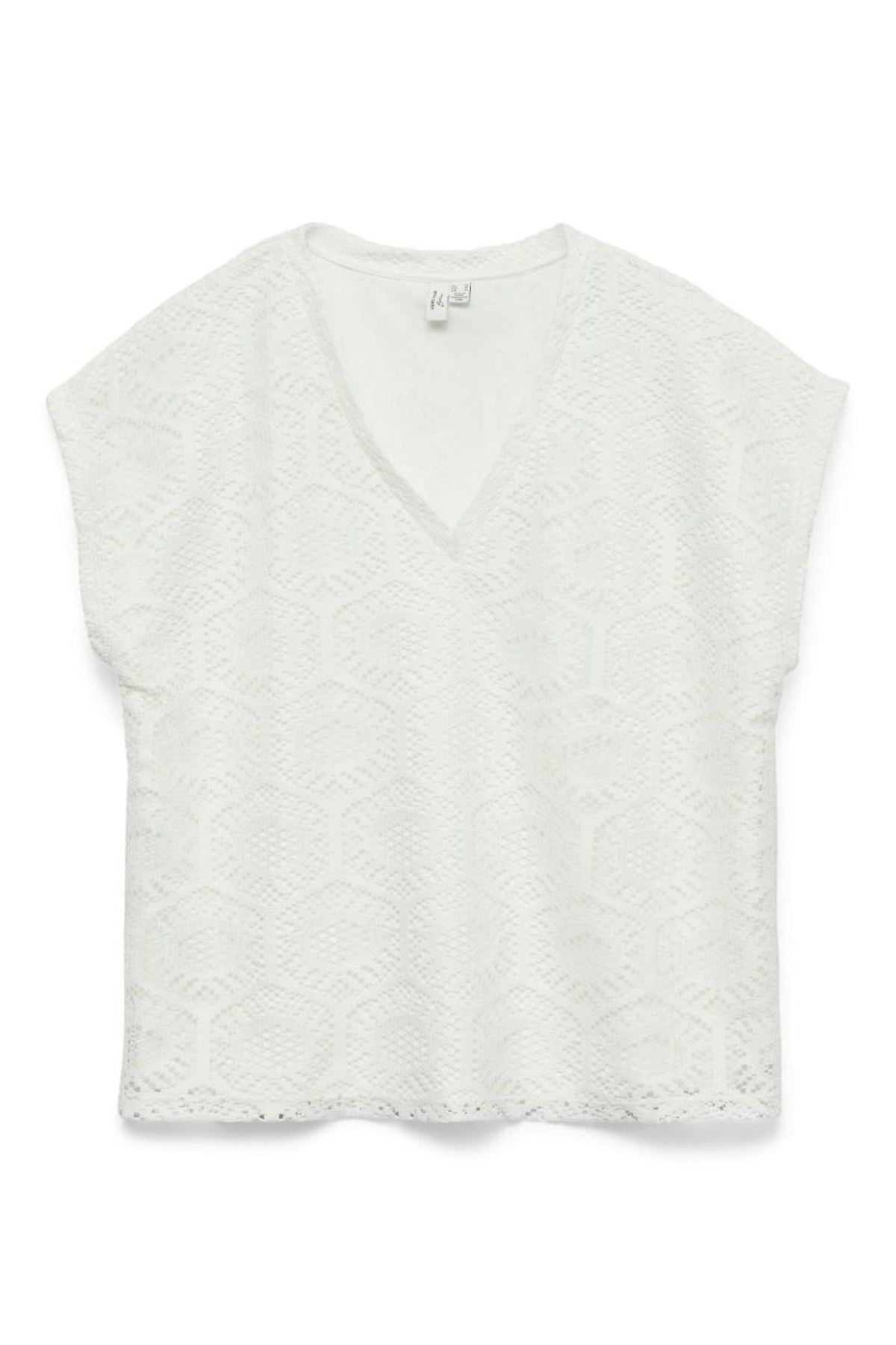 VERO MODA Iris Crochet V-Neck T-Shirt - White