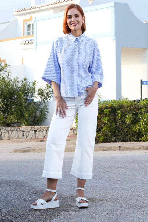 RANT & RAVE Enid Wide Leg Cropped Jeans - White