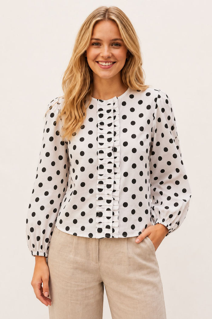 COPE CLOTHING Polka Dot Blouse - White