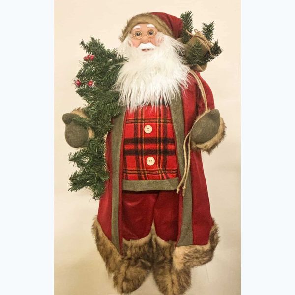 ENCHANTE Woodland Standing Santa with Tree & Gift Sack 90cm