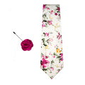 L.A. SMITH : Turquoise Floral Tie & Lapel Pin Set
