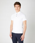 REMUS UOMO : White Short Sleeve 3 Button Polo Shirt