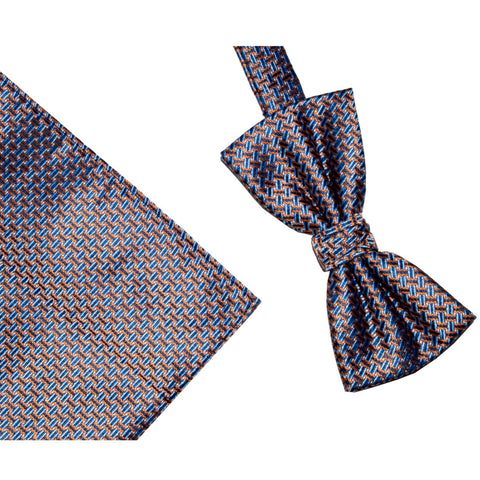 L.A. SMITH :  Geo Poly Blue/Orange Bow Tie Set