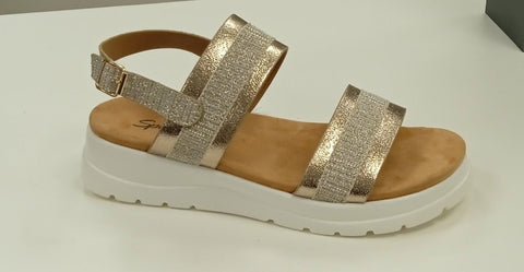 COPE CLOTHING : Glitter Wedge Sandal - Gold
