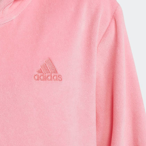 ADIDAS Girl's Lounge Velour Hoodie - Pink