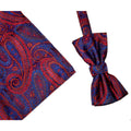 L.A. SMITH :  Paisley Poly Purple/Orange Bow Tie Set