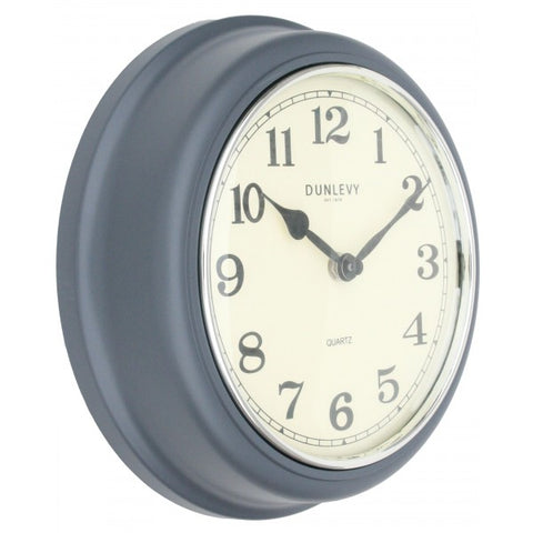 DUNLEVY : Grey Deep Wall Clock 10" Plastic