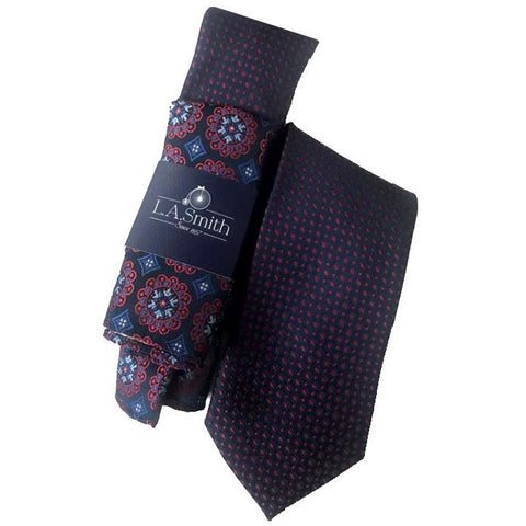 L.A. SMITH : Poly Floral Tie & Handkerchief Set Purple