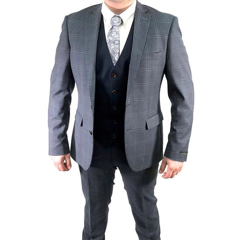 DANIEL GRAHAME : Grey Check Damon 3 Piece Suit